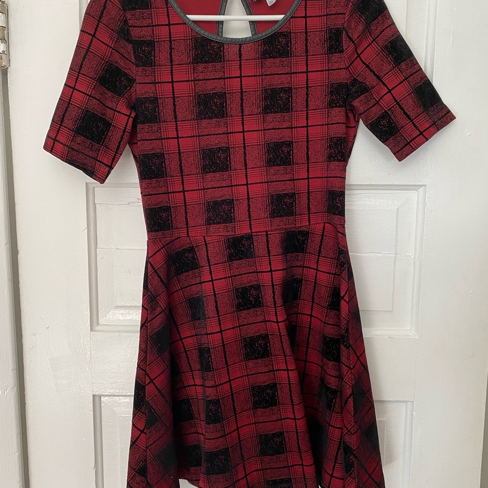 Plaid black and red dress